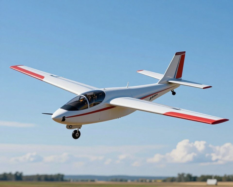 A sleek and modern RC airplane soaring through a clear blue sky, showcasing innovative flight systems and technology. In the foreground, the plane is sharply focused, displaying intricate details of its design, such as streamlined wings and advanced control mechanisms. In the middle ground, subtle hints of a remote control device are visible, emphasizing the connection between the pilot and the aircraft. The background features a serene landscape, with a gentle horizon line and soft clouds to suggest altitude. The lighting is bright and even, enhancing the airplane's vibrant colors and metallic finishes. The overall mood is one of excitement and technological advancement, capturing the essence of modern aeronautics in the world of RC flight. A sleek and modern RC airplane soaring through a clear blue sky, showcasing innovative flight systems and technology. In the foreground, the plane is sharply focused, displaying intricate details of its design, such as streamlined wings and advanced control mechanisms. In the middle ground, subtle hints of a remote control device are visible, emphasizing the connection between the pilot and the aircraft. The background features a serene landscape, with a gentle horizon line and soft clouds to suggest altitude. The lighting is bright and even, enhancing the airplane's vibrant colors and metallic finishes. The overall mood is one of excitement and technological advancement, capturing the essence of modern aeronautics in the world of RC flight.