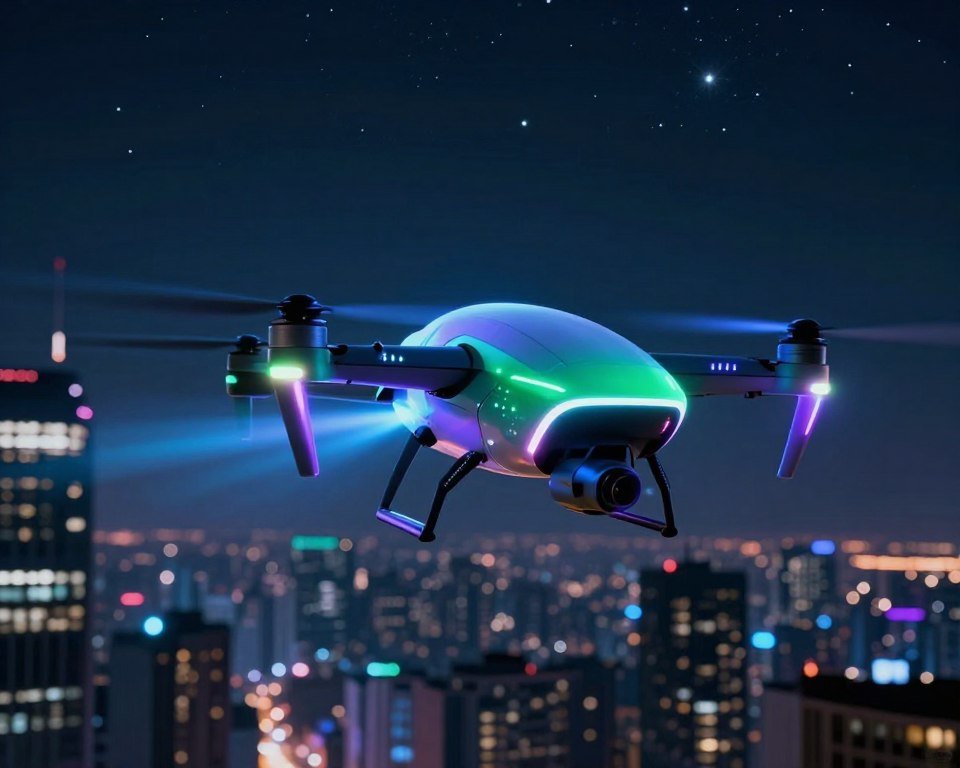 dron con efectos luminosos
